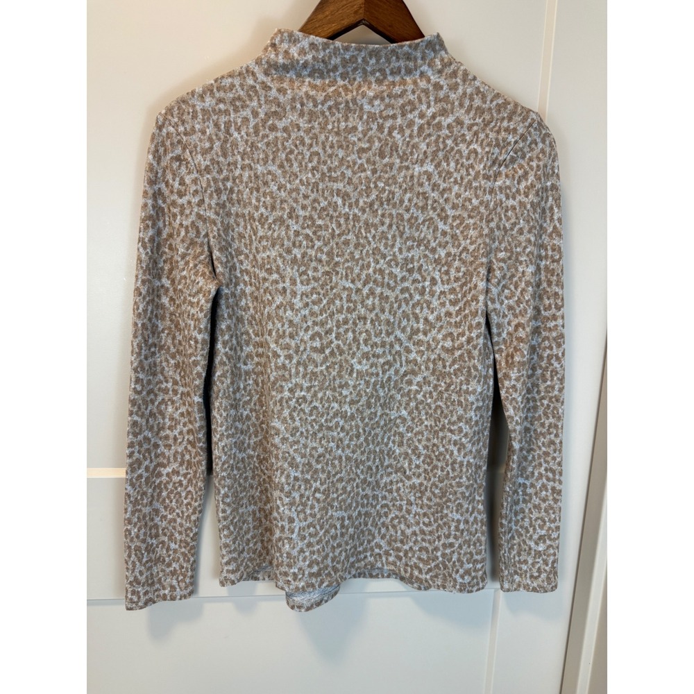 Beach Lunch Lounge Leopard Print Mock Neck Sweater Size Small